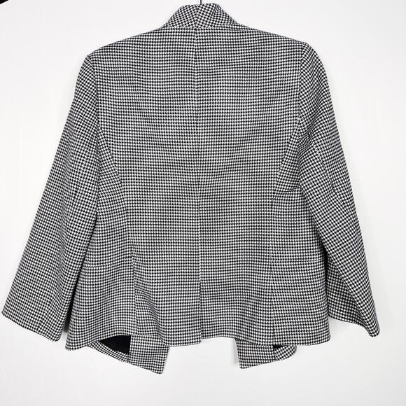 The Limited Houndstooth Knit Blazer Black White Medium M 3/4 Sleeve Work Office - Picture 2 of 9